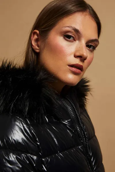 Marisse Quilted Jacket With A Fur Hood