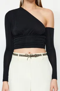 Trendyol Čierny Trblietavý Strieborný Pletený Bustier