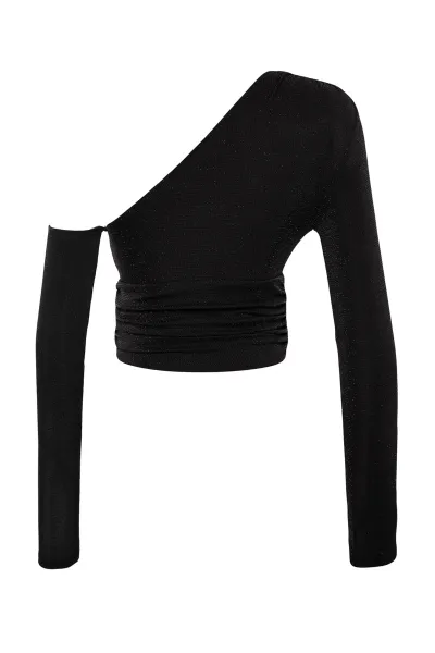 Trendyol Čierny Trblietavý Strieborný Pletený Bustier