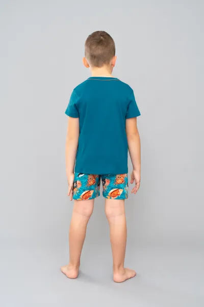 Boys' pyjamas Crab, short sleeves, shorts - teal/print