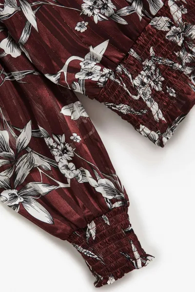 Marisse Chestnut Floral Pattern Shirt