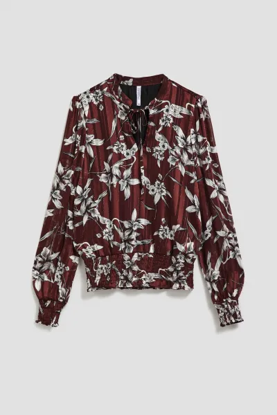 Marisse Chestnut Floral Pattern Shirt