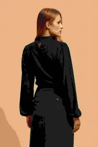 Marisse Black Turtleneck Blouse With Puffed Sleeves