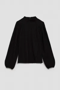 Marisse Black Turtleneck Blouse With Puffed Sleeves