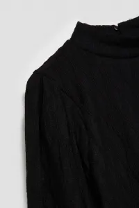 Marisse Black Turtleneck Blouse With Puffed Sleeves
