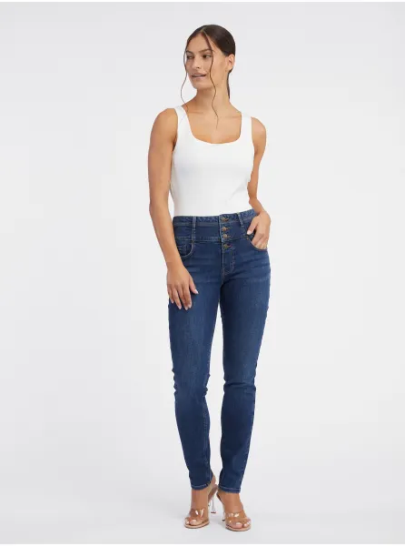 Tmavomodré dámske slim fit džínsy ORSAY