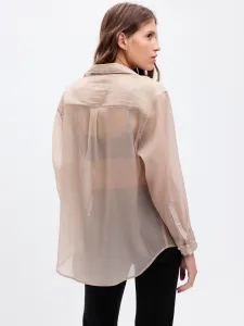 Béžová dámska priesvitná oversized košeľa GAP
