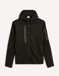 Čierna pánska mikina na zips s kapucňou Celio Fecoldyoke