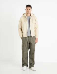 Krémová pánska bunda s umelým kožúškom Celio Fuhoodie