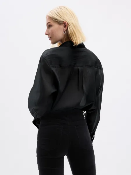 Čierna dámska priesvitná oversized košeľa GAP