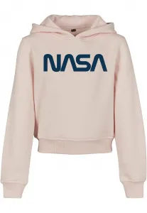 Detská NASA skrátená mikina s kapucňou ružová