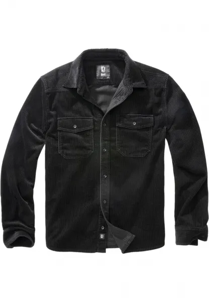 Corduroy classic shirt with long sleeves black