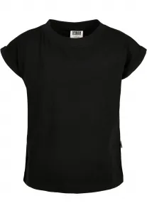 Girls' organic T-shirt with extended shoulder black