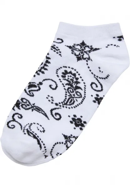 Bandana Pattern No Show Socks 5-Pack white