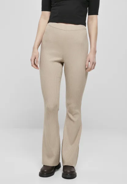 Women's ribbed knit leggings Bootcut lighttaupe