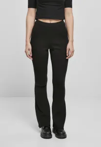 Women's Rib Knit Bootcut Leggings - Black