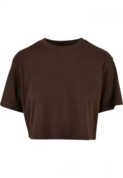Women's short oversized t-shirt in brown color