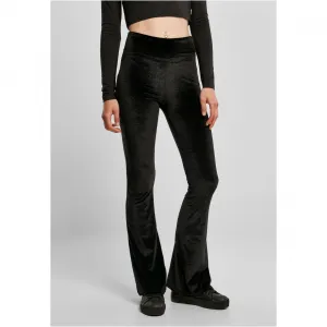 Women's high-waisted velvet leggings black