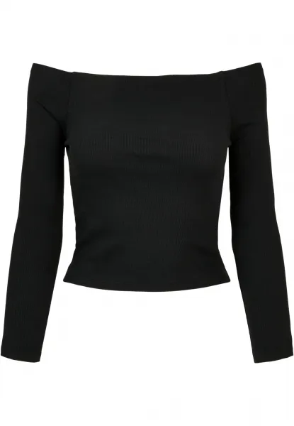 Women's Shoulderless Long Sleeve Black
