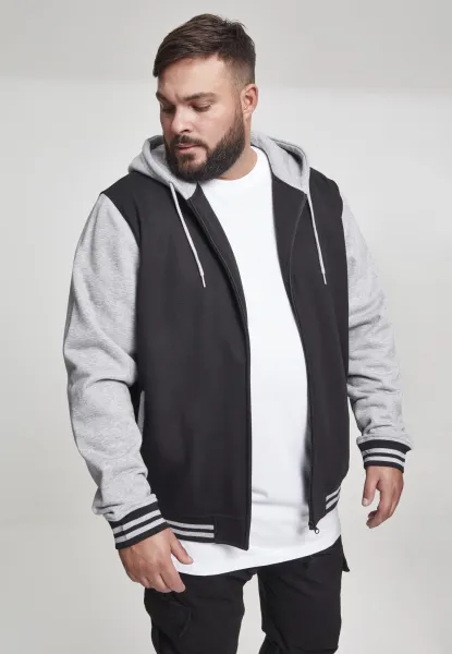 2-colour zip-up sweatshirt BLK/GREY