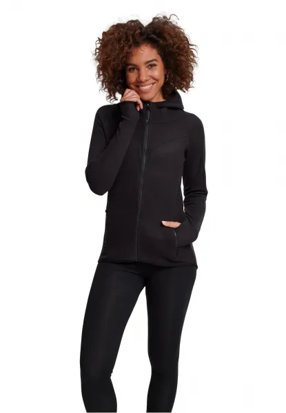 Women's Polar Fleece Zip-Up Hoodie in Black