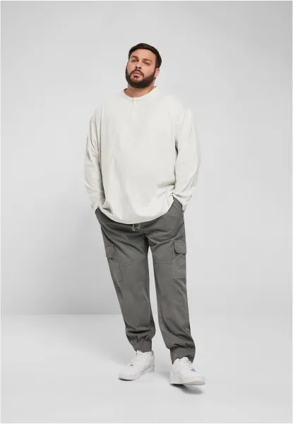 Eco-friendly Oversized Henley Long Sleeve Light Grey