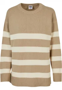 Women's striped knitted sweater - beige