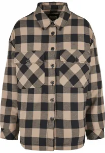 Women's flannel padded overshirt black/softtaupe