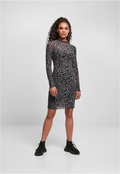 Women's Double Layer Dress AOP asphalt/black