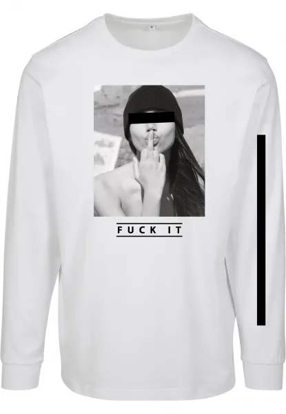 Men's long-sleeved T-shirt Fuck It white
