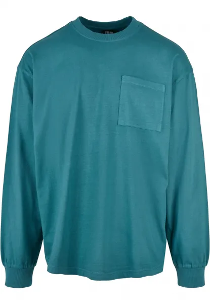 Pigment-dyed long-sleeved pocket teal