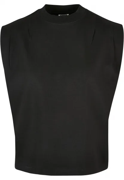 Women's Organic Top with Heavy Pleated Shoulder in Black