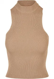 Women's turtleneck with short rib knit union beige