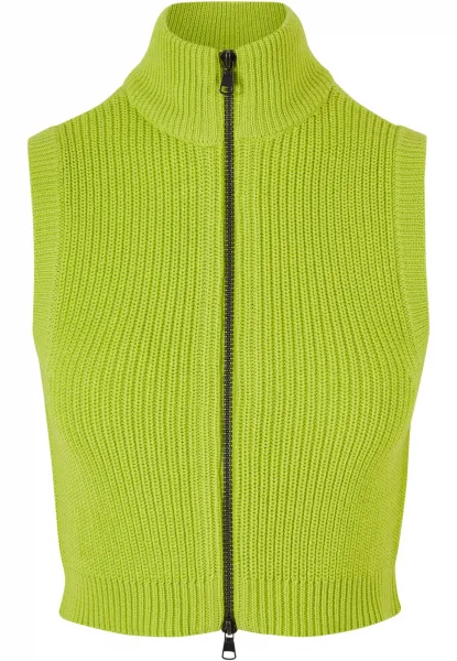 Women's short knitted vest frozen yellow