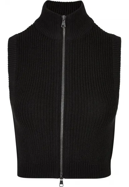Women's short knitted vest black