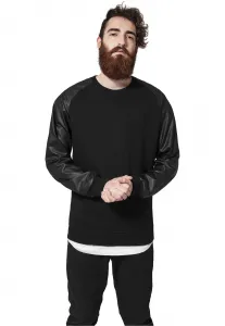 Imitation Raglan Leather Crew blk/blk