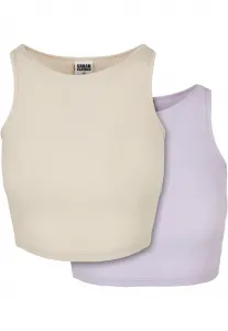 Women's Cropped Rib Top 2-Pack Softseagrass+Lilac