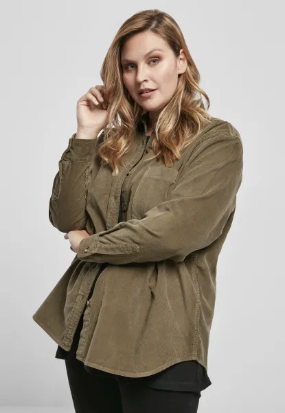 Women's corduroy oversized shirt olive