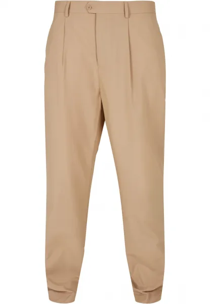 Straight pleated trousers in beige