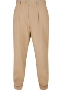 Straight pleated trousers in beige