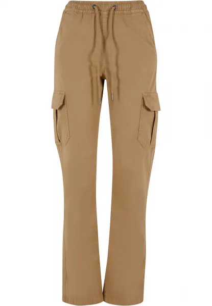 Dámske twillové nohavice s vysokým pásom v farbe unionbeige