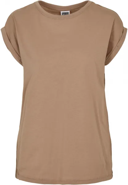 Women's Soft Taupe T-Shirt with Extended Shoulder
