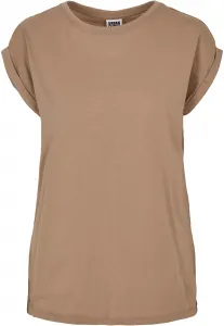 Women's Soft Taupe T-Shirt with Extended Shoulder