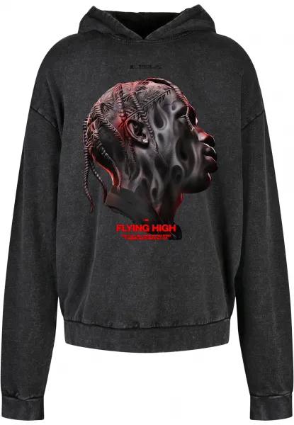 Flying High Oversize Acid Black Hooded