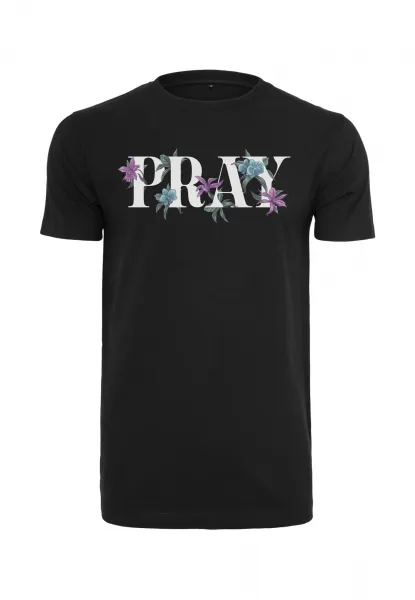 Black T-shirt Flower Pray Tee
