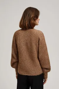 Marisse Turtleneck Sweater Decorated With Metallic Thread, Beige