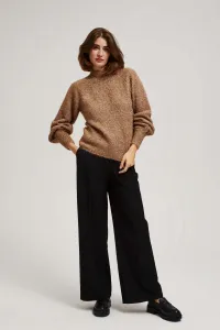 Marisse Turtleneck Sweater Decorated With Metallic Thread, Beige