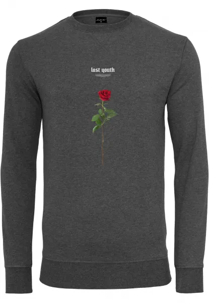 Charcoal Lost Youth Rose Crewneck