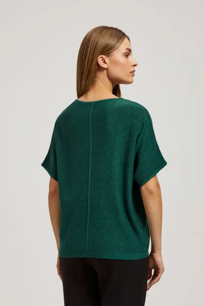 Marisse Emerald Oversized Sweater With Metallic Thread