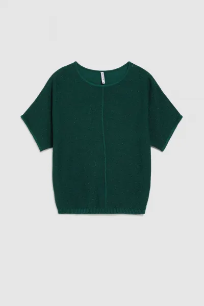 Marisse Emerald Oversized Sweater With Metallic Thread